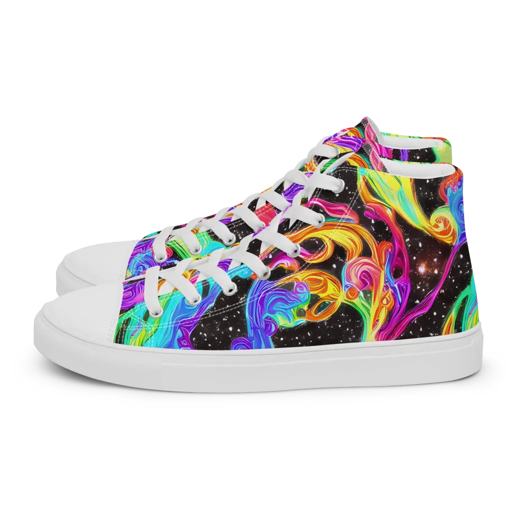 Yuan Whirls on Men's High Top Canvas Shoes — Left
