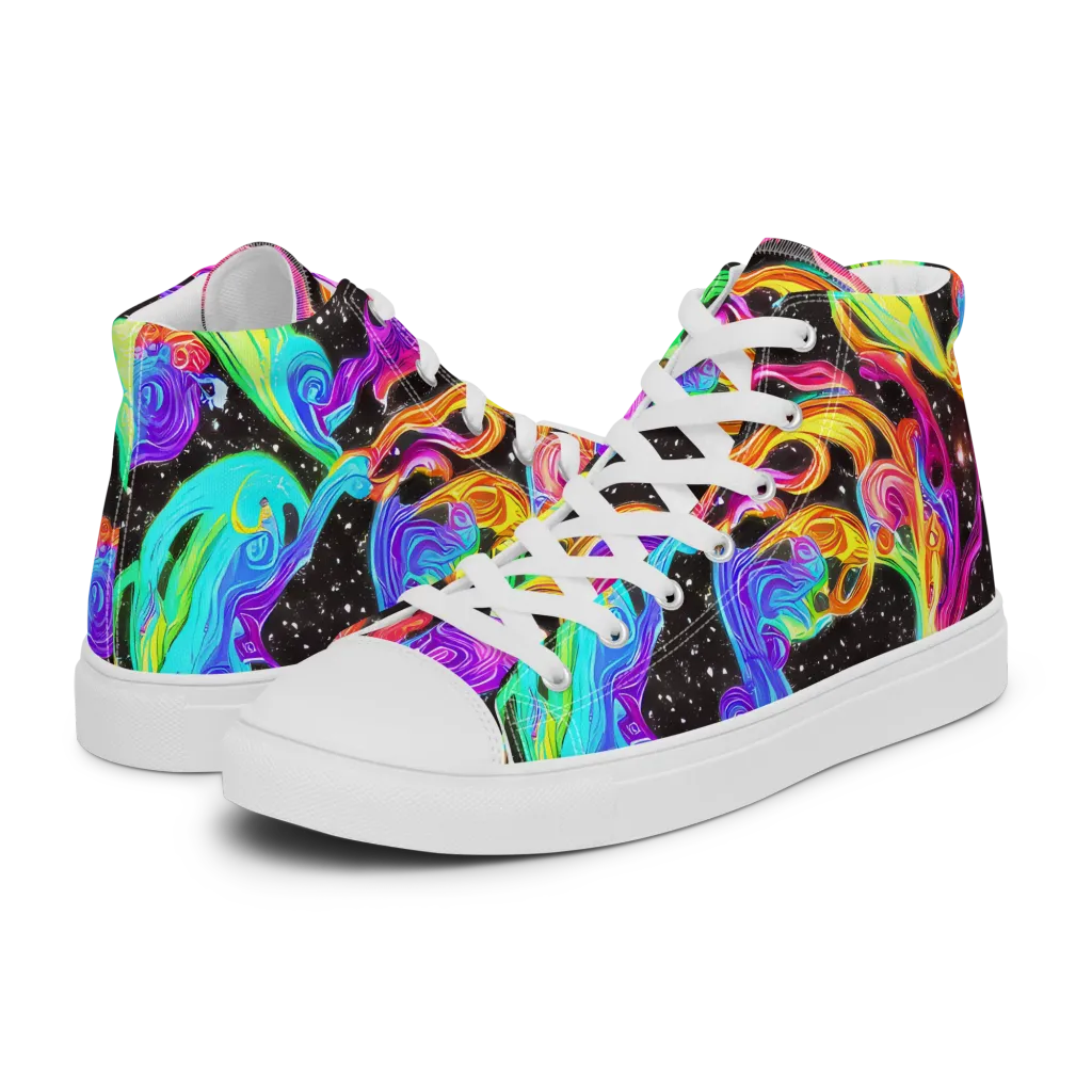 Yuan Whirls on Men's High Top Canvas Shoes — Left
