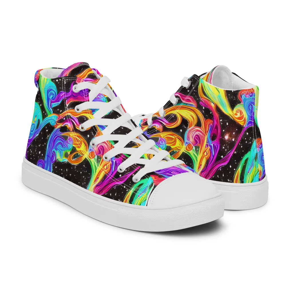Yuan Whirls on Men's High Top Canvas Shoes — Right