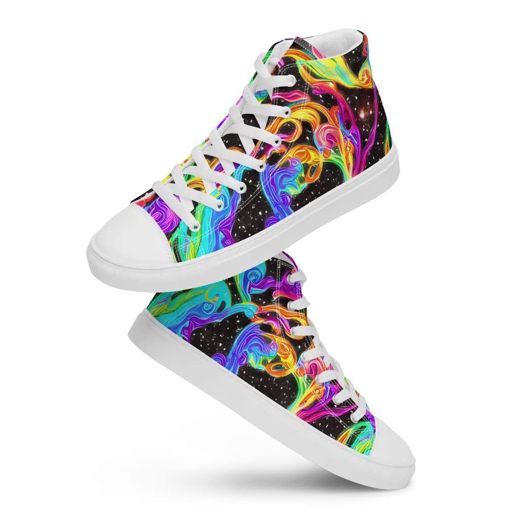 Yuan Whirls on Men's High Top Canvas Shoes — Front