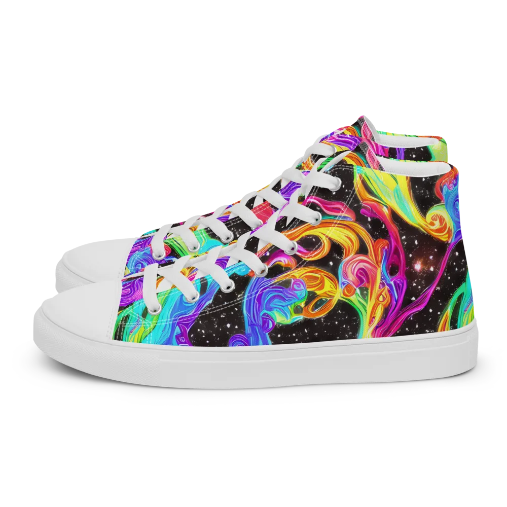 Yuan Whirls on Women's High Top Canvas Shoes — Left