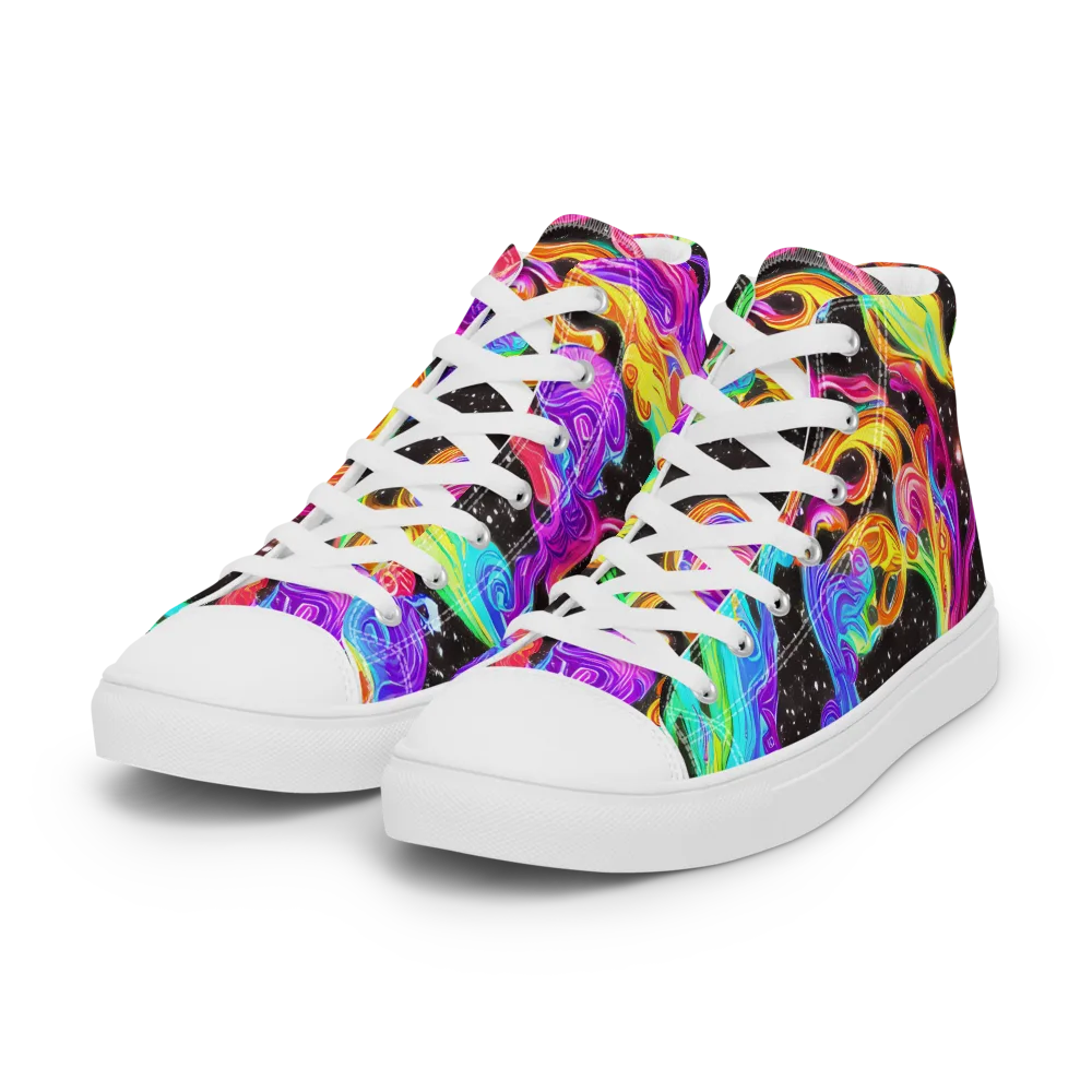 Yuan Whirls on Women's High Top Canvas Shoes — Left Front