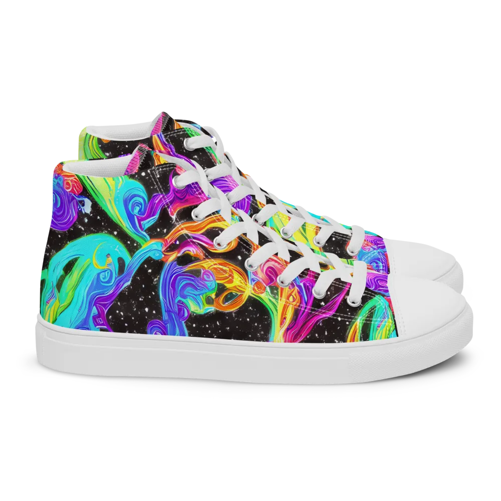 Yuan Whirls on Women's High Top Canvas Shoes — Right