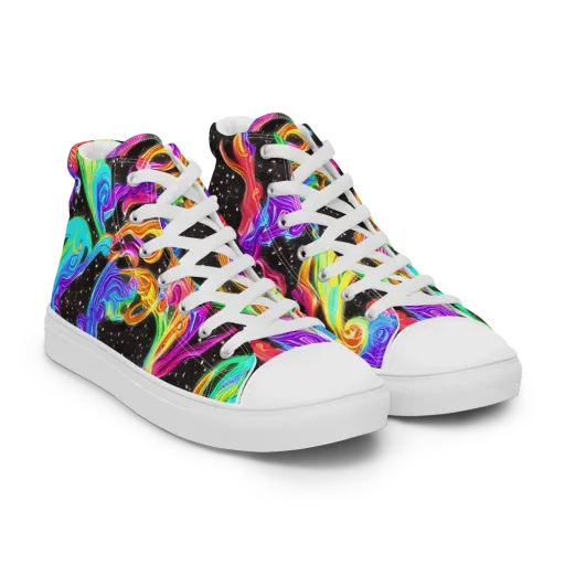 Yuan Whirls on a Women's High Top Canvas Shoes