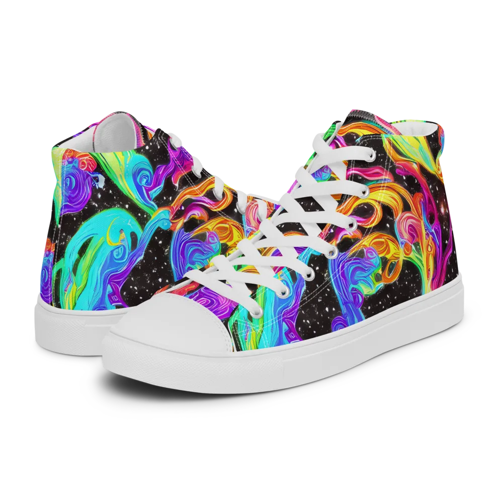 Yuan Whirls on Women's High Top Canvas Shoes — Left