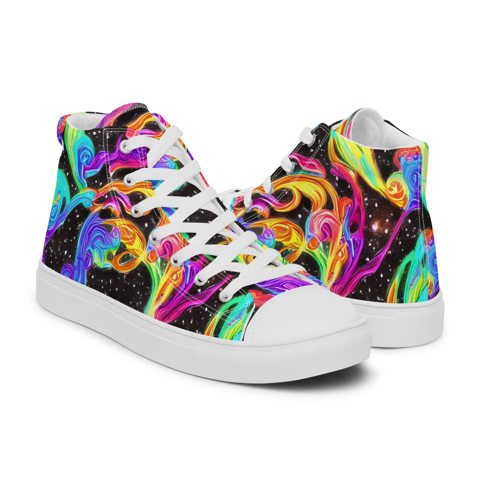 Yuan Whirls on Women's High Top Canvas Shoes — Right