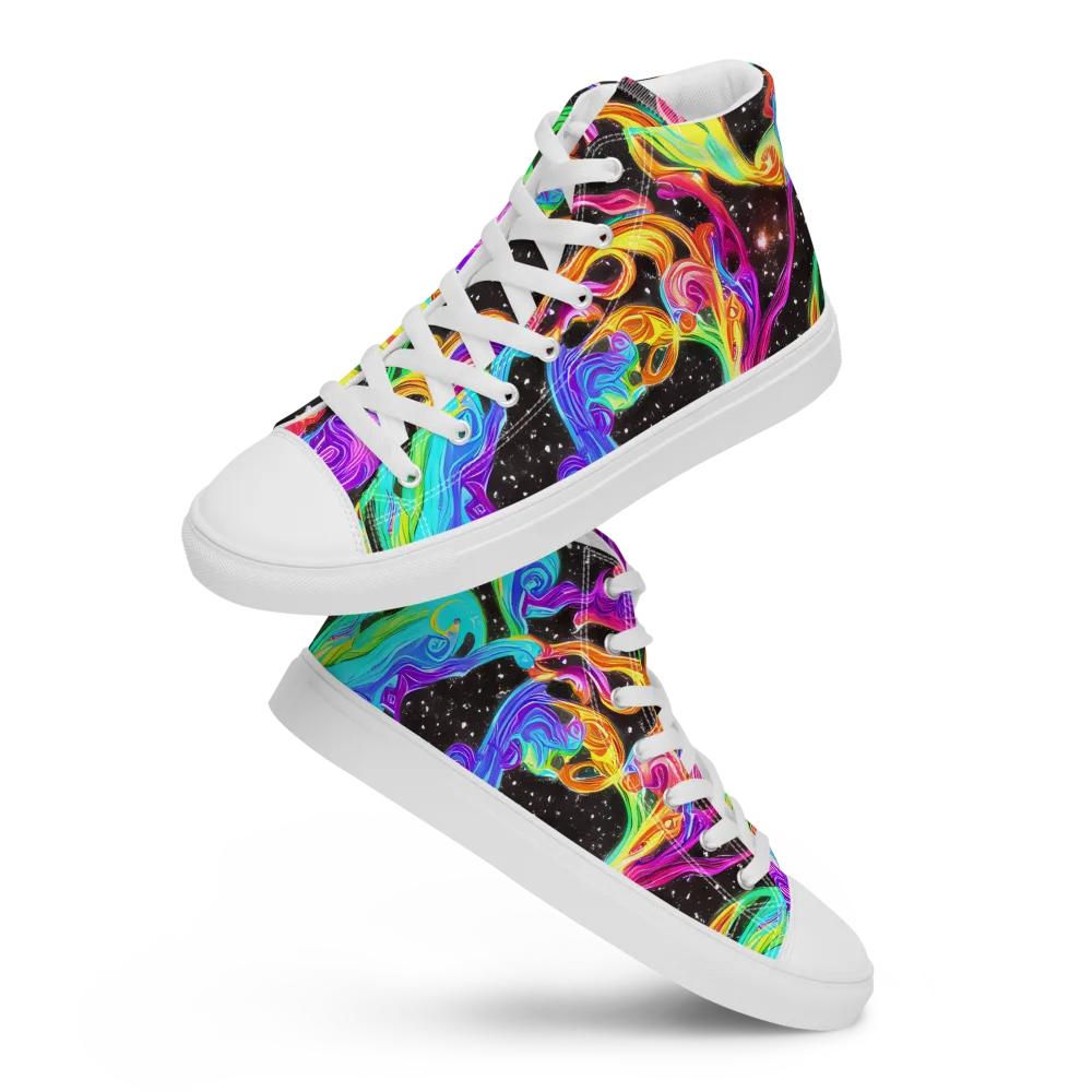 Yuan Whirls on Women's High Top Canvas Shoes — Front