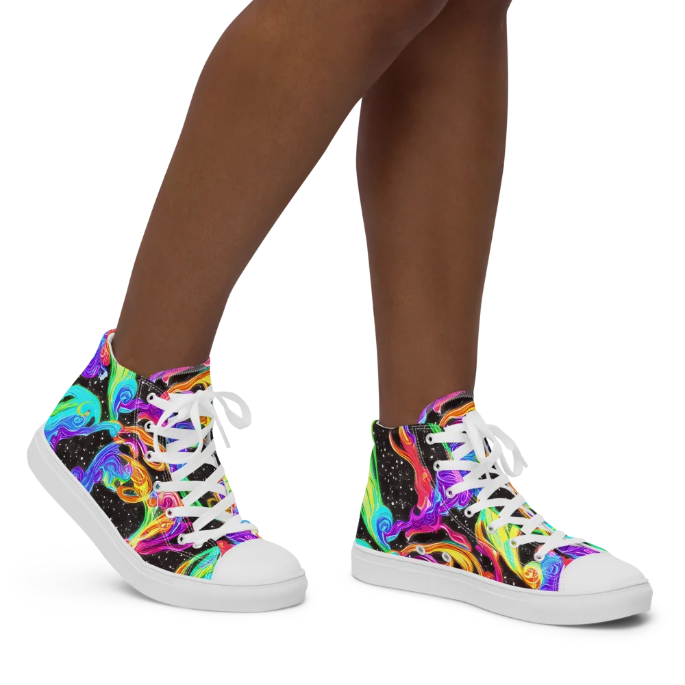 Yuan Whirls on Women's High Top Canvas Shoes — Right