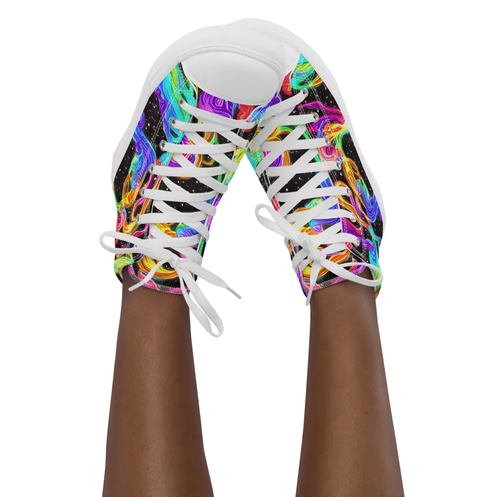 Yuan Whirls on Women's High Top Canvas Shoes — Front