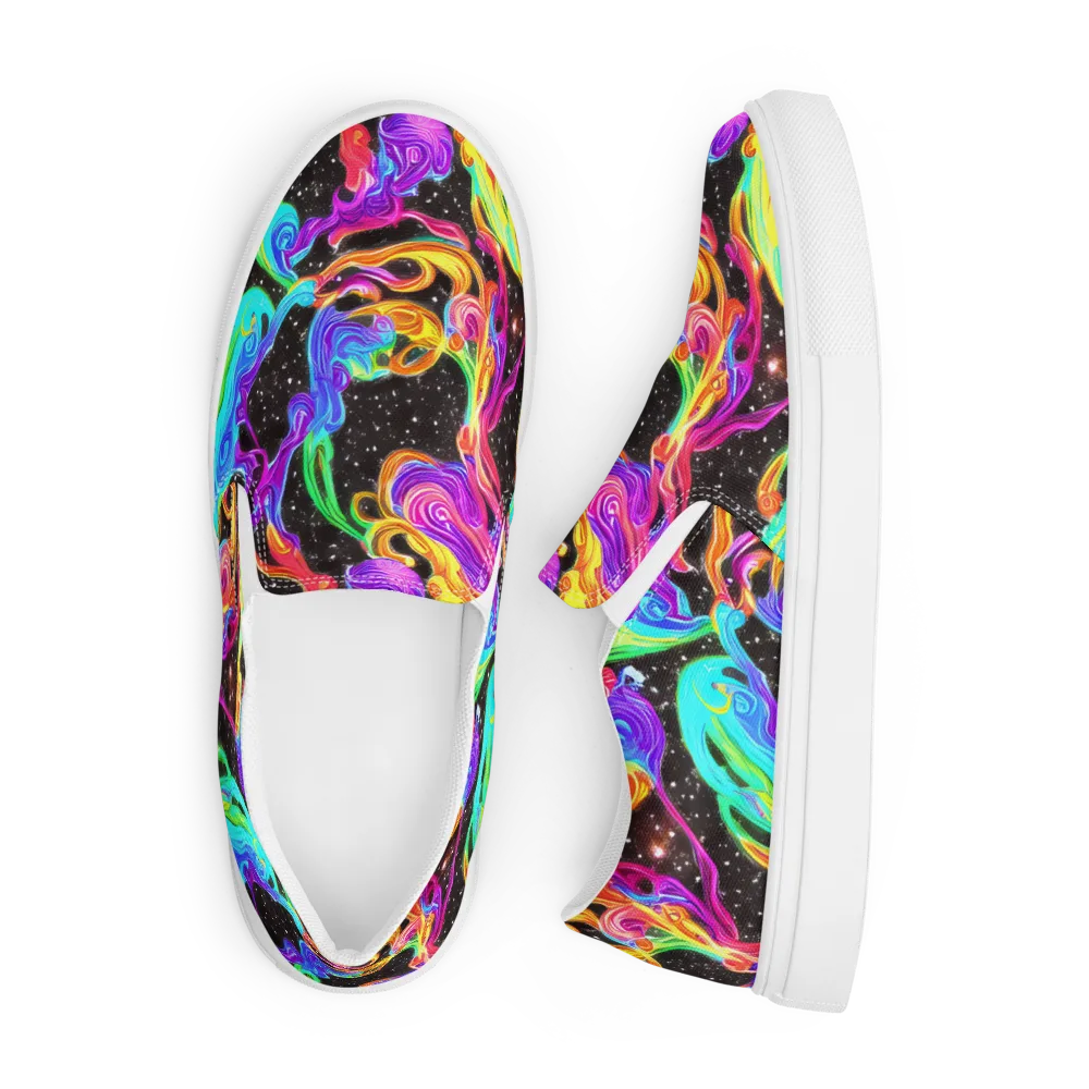 Yuan Whirls on Men's Slip-On Canvas Shoes — Front