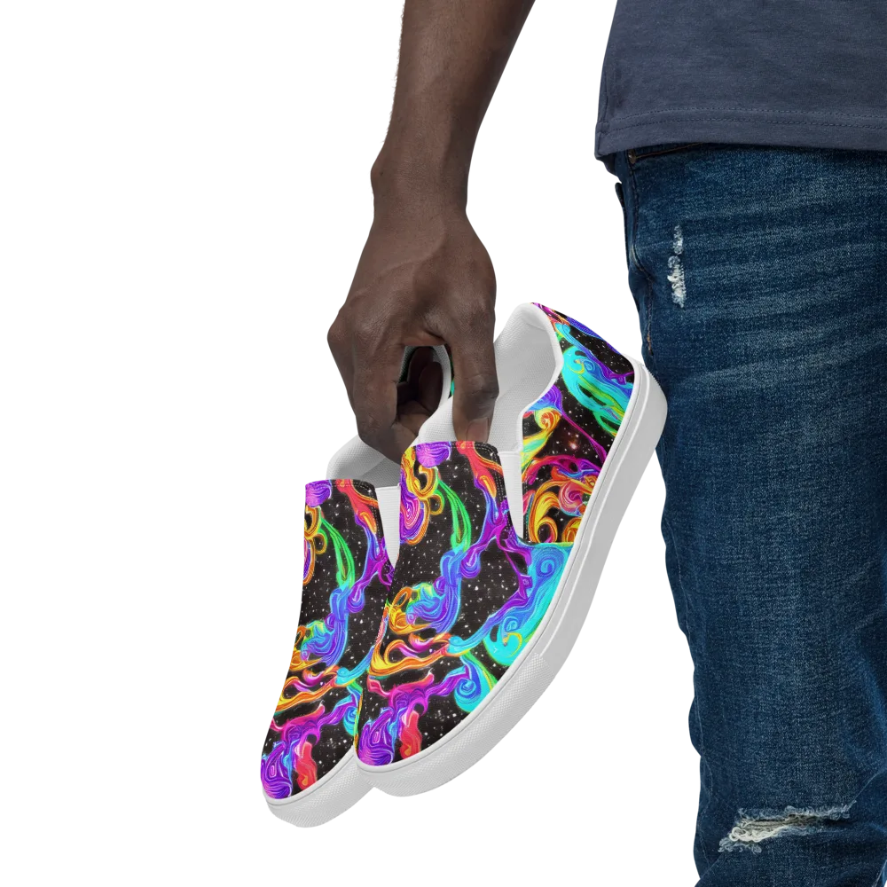 Yuan Whirls on Men's Slip-On Canvas Shoes — Left Front
