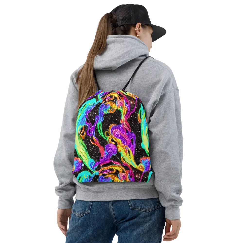 Yuan Whirls on Drawstring Bag — Front
