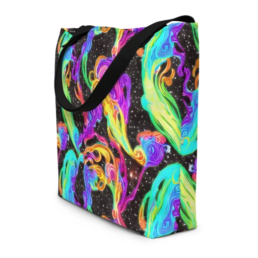 Yuan Whirls on a Large Tote Bag W/ Pocket