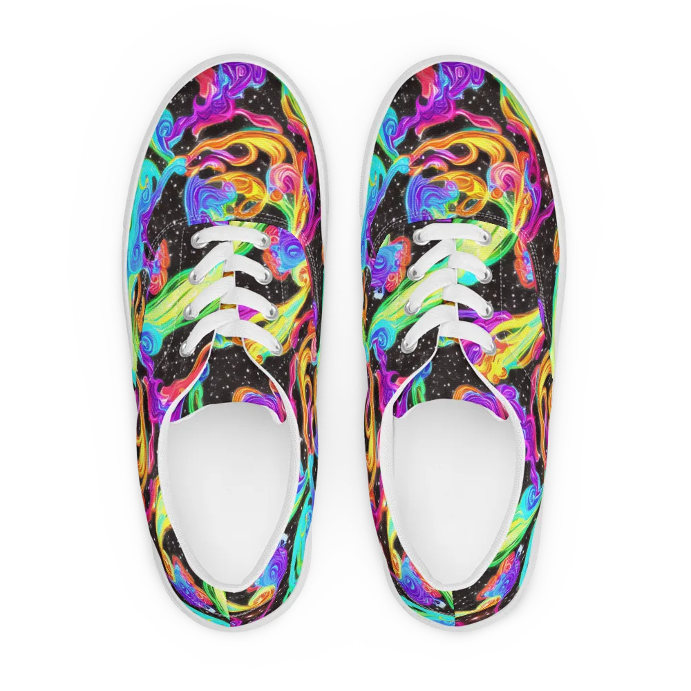 Yuan Whirls on Men's Lace-Up Canvas Shoes — Front