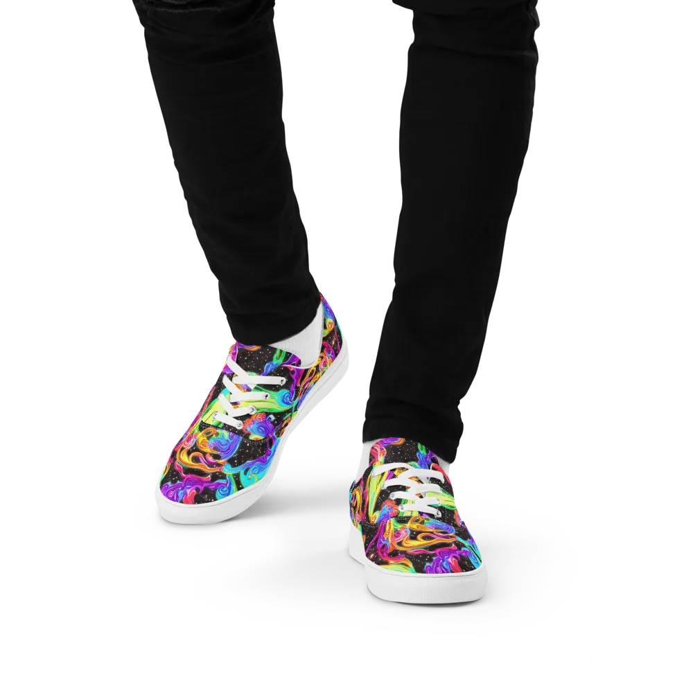 Yuan Whirls on Men's Lace-Up Canvas Shoes — Front