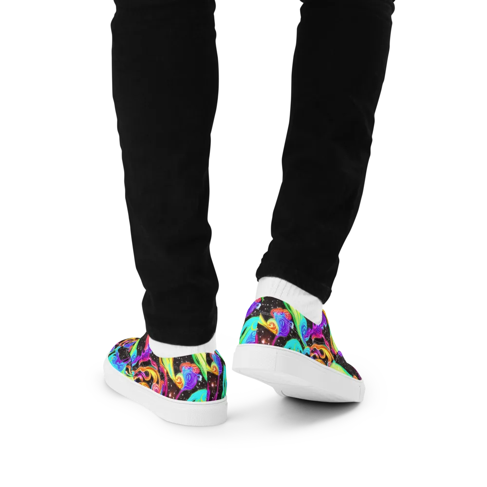 Yuan Whirls on Men's Lace-Up Canvas Shoes — Back