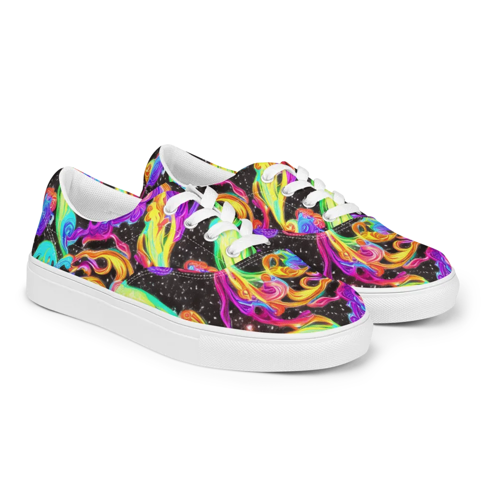 Yuan Whirls on Men's Lace-Up Canvas Shoes — Right Front