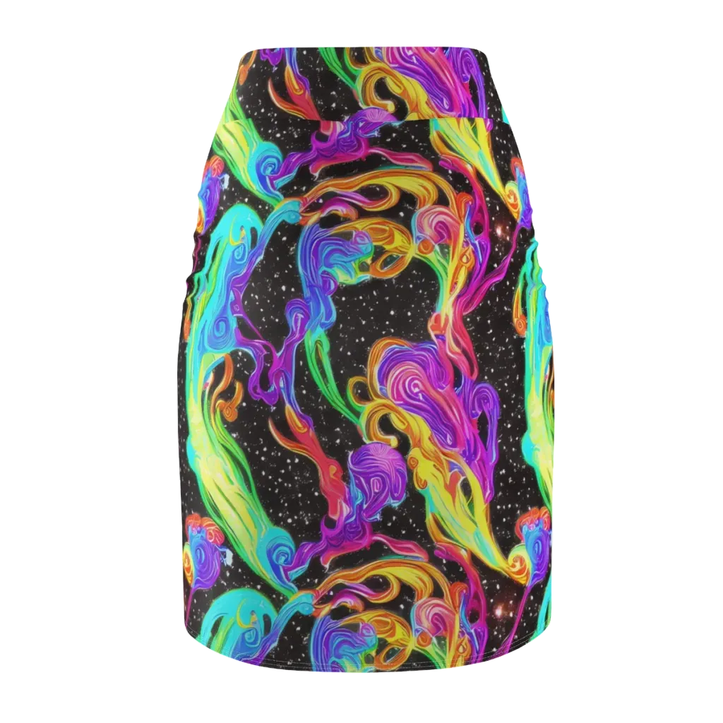 Yuan Whirls on Pencil Skirt — Back
