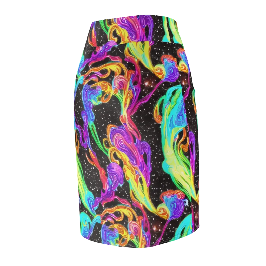 Yuan Whirls on Pencil Skirt — Back Side
