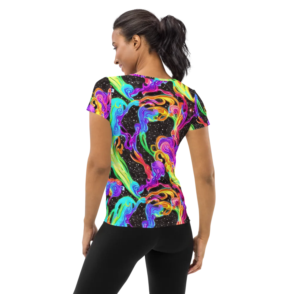 Yuan Whirls on Women's Athletic T-Shirt — Back