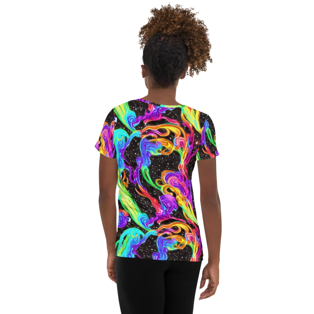 Yuan Whirls on Women's Athletic T-Shirt — Back