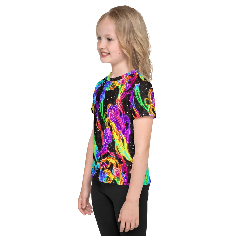 Yuan Whirls on Kids Crew Neck T-Shirt — Left