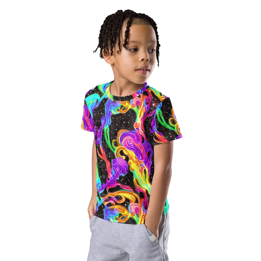Yuan Whirls on Kids Crew Neck T-Shirt — Left Front