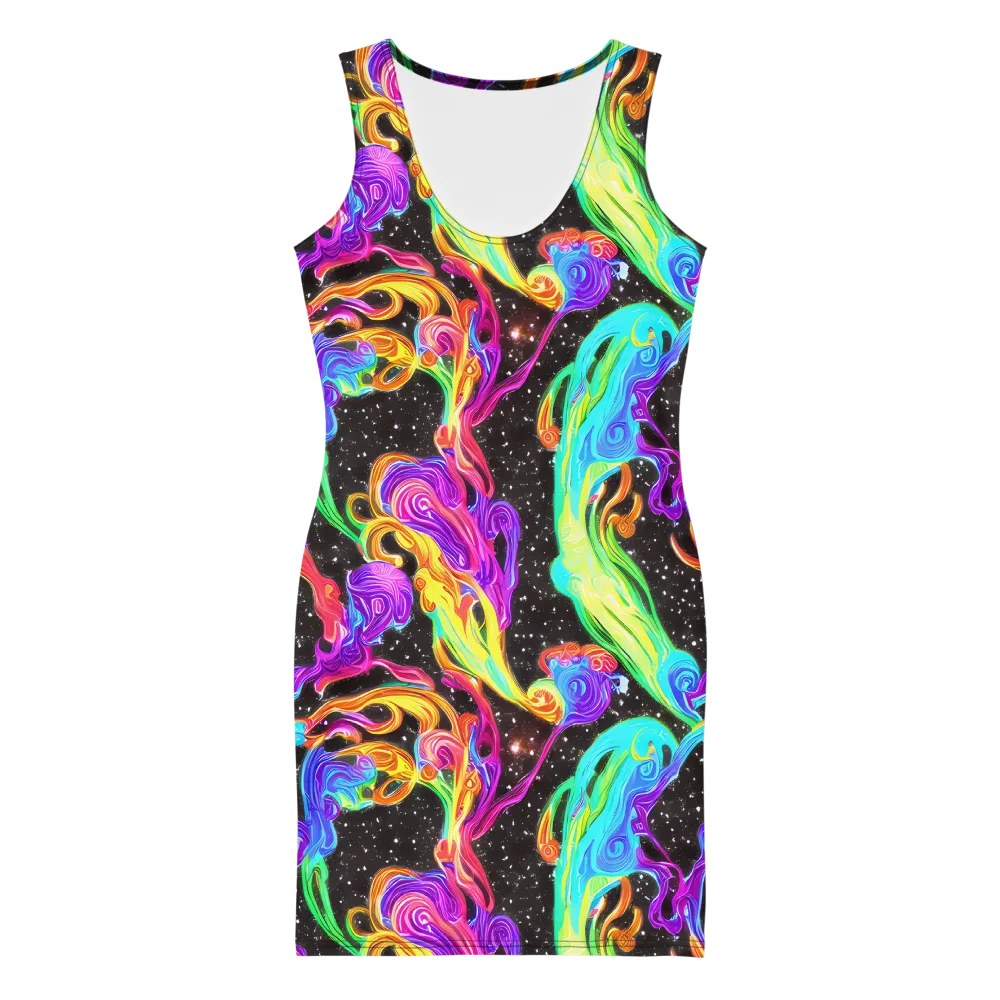 Yuan Whirls on Bodycon Dress — Front