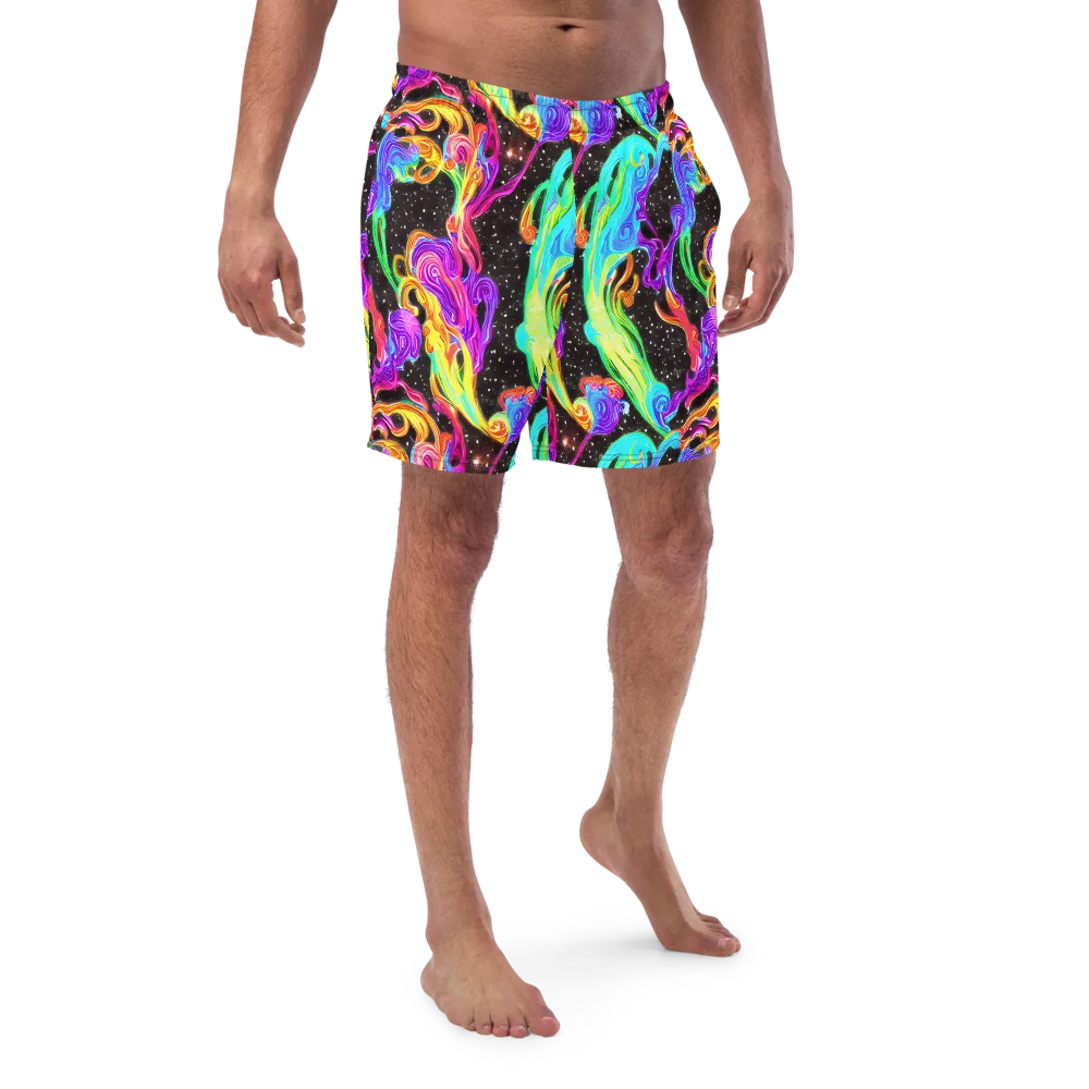 Yuan Whirls on Swim Trunks — Front