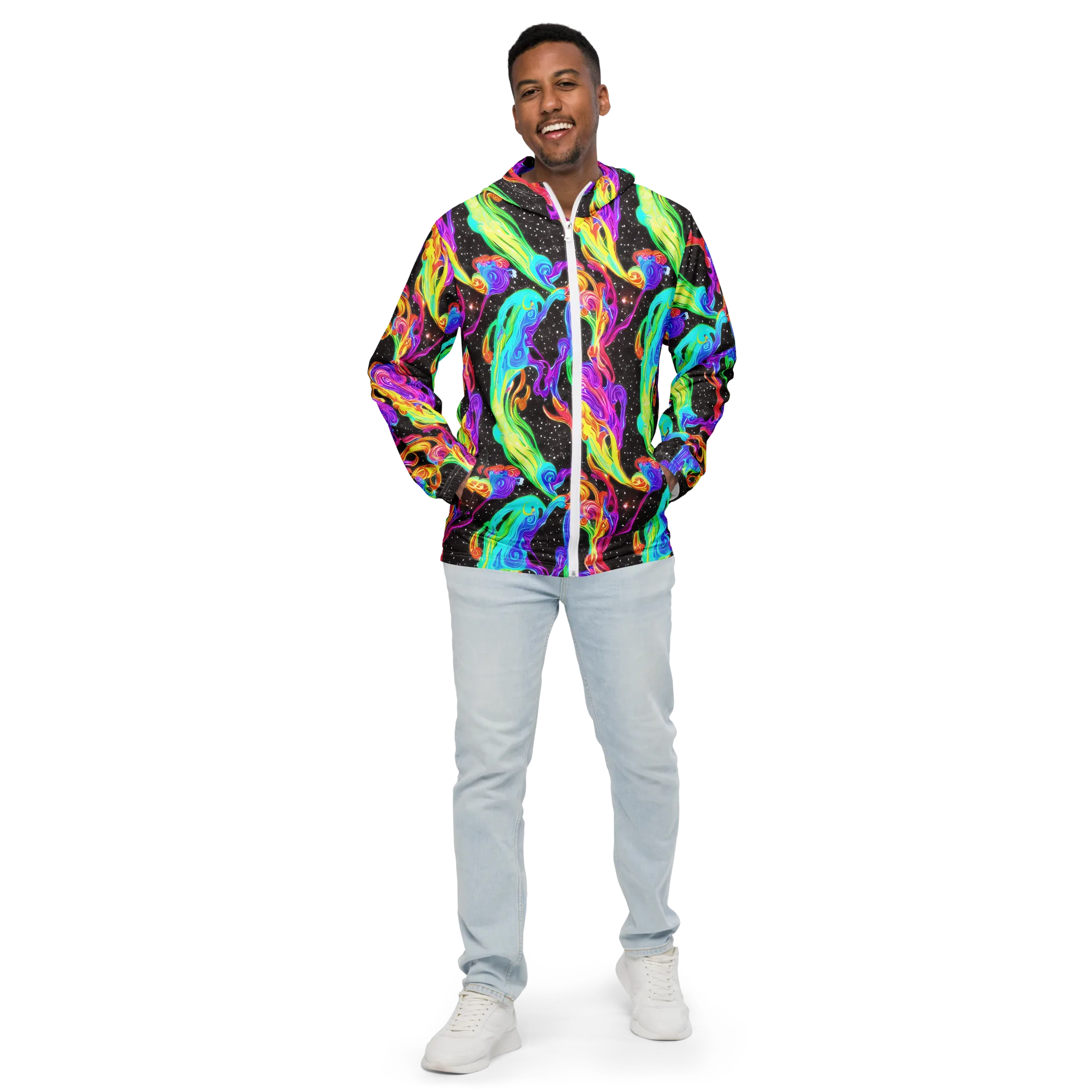 Yuan Whirls on Men's Windbreaker — Front