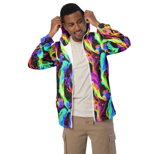 Yuan Whirls on a Men's Windbreaker