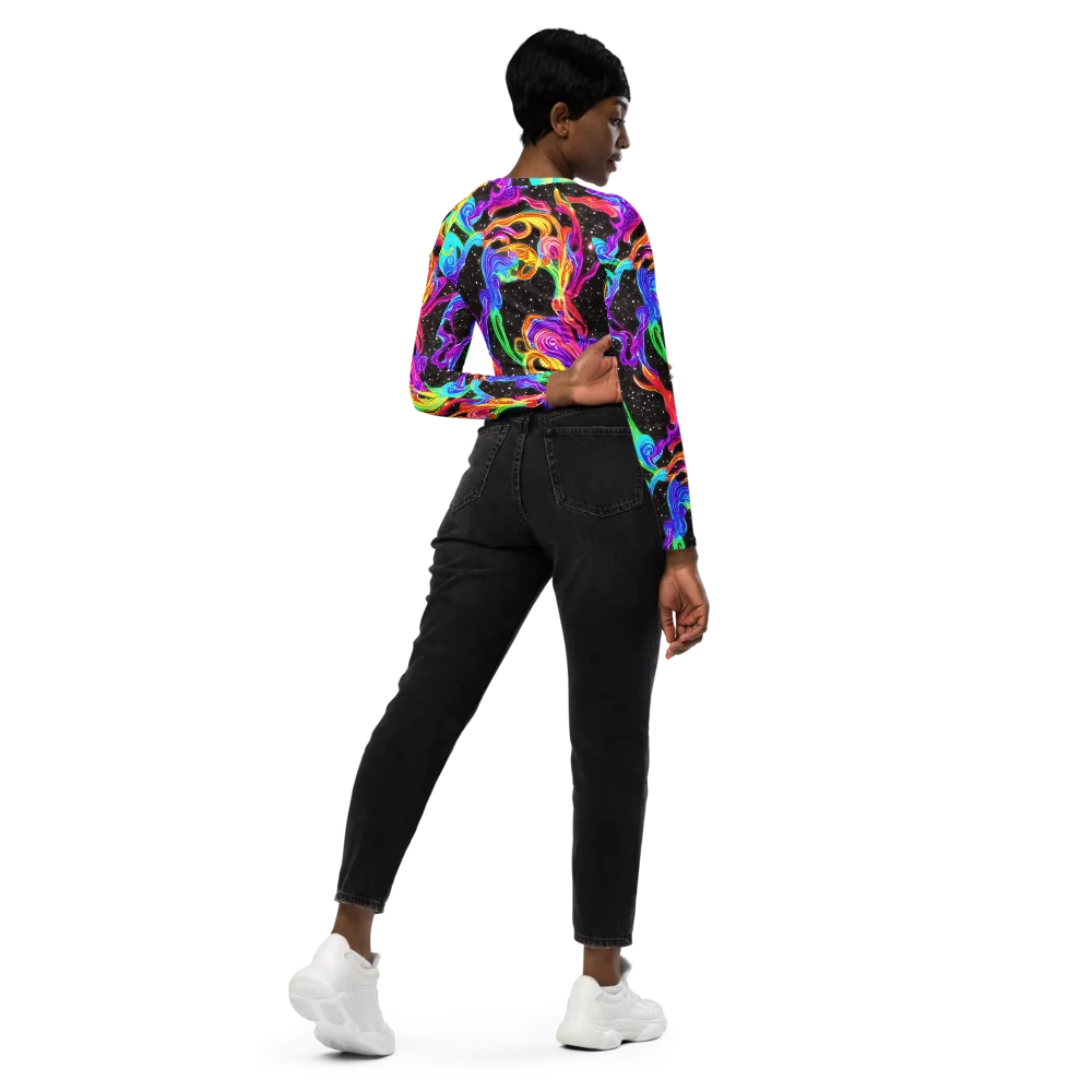 Yuan Whirls on Long Sleeve Crop Top — Right Back