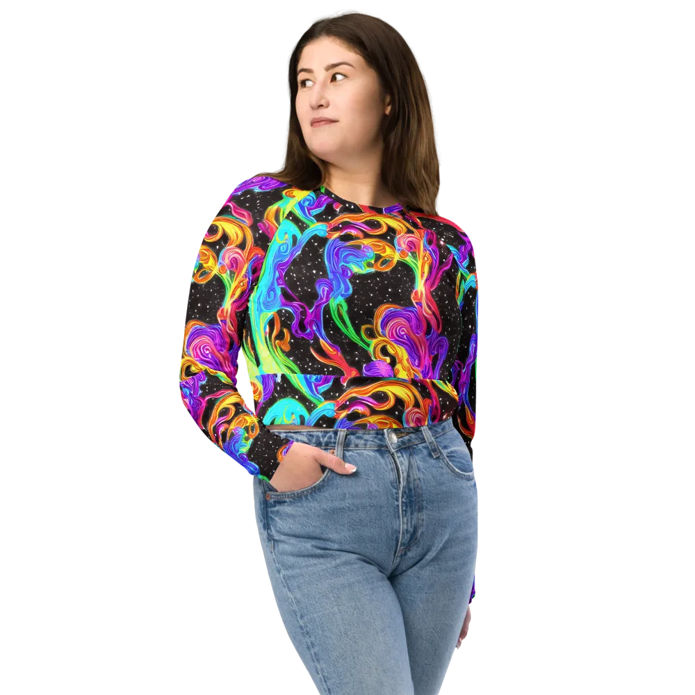 Yuan Whirls on Long Sleeve Crop Top — Front