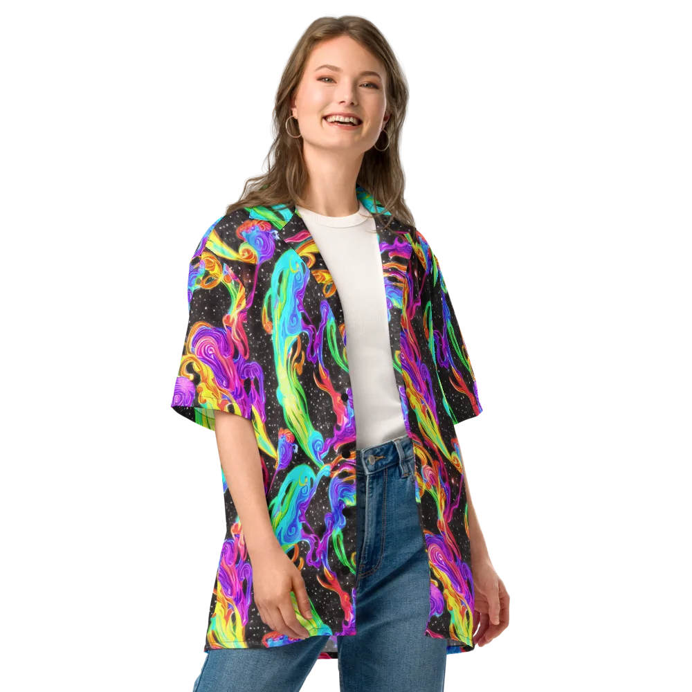 Yuan Whirls on Button Shirt — Front