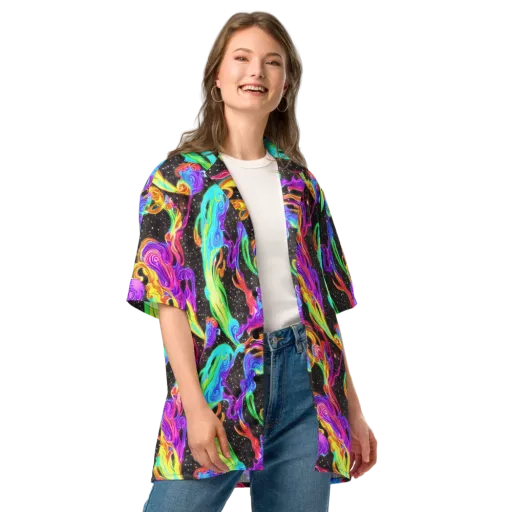 Yuan Whirls on a Button Shirt