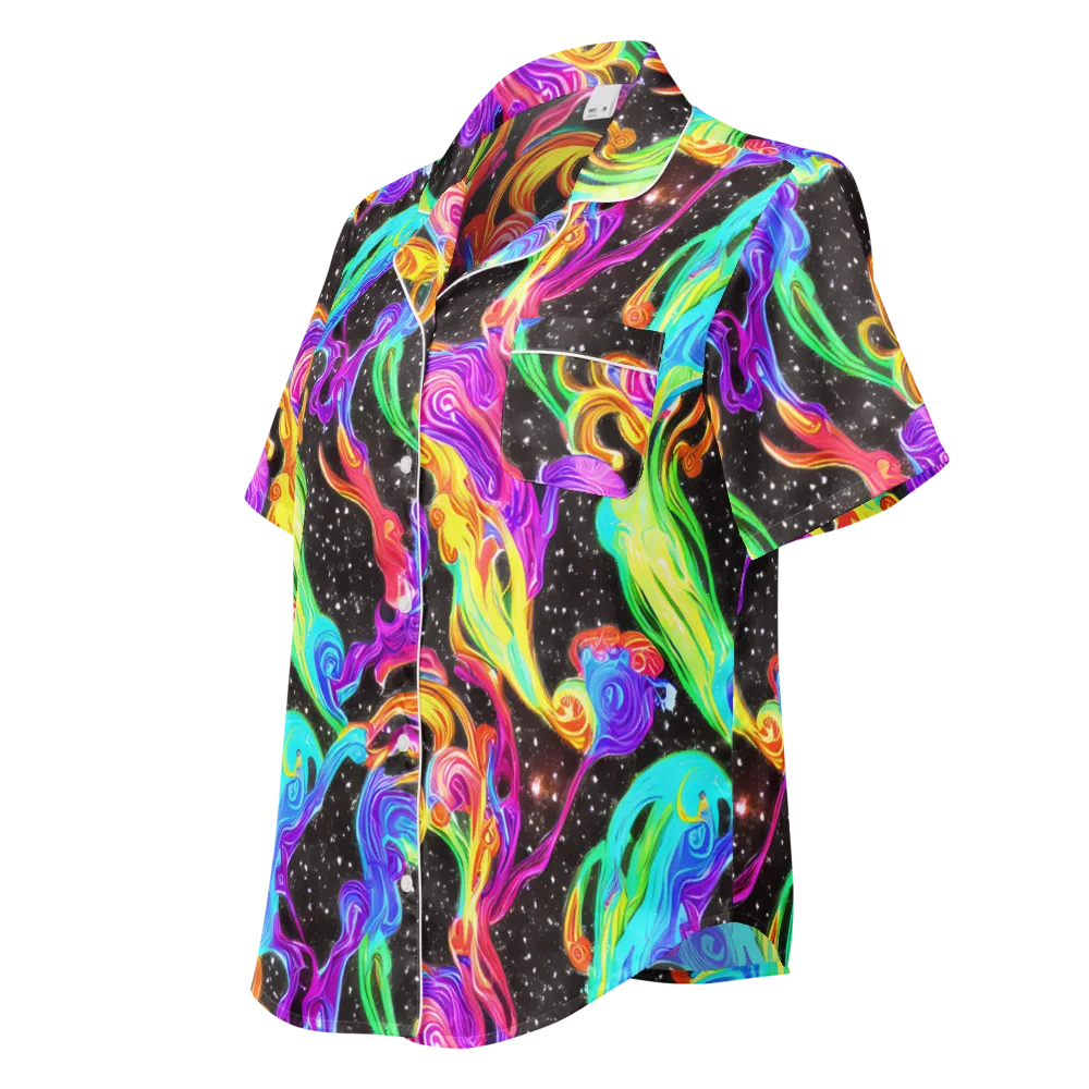 Yuan Whirls on Women's Short Sleeve Pajama Top — Left Front