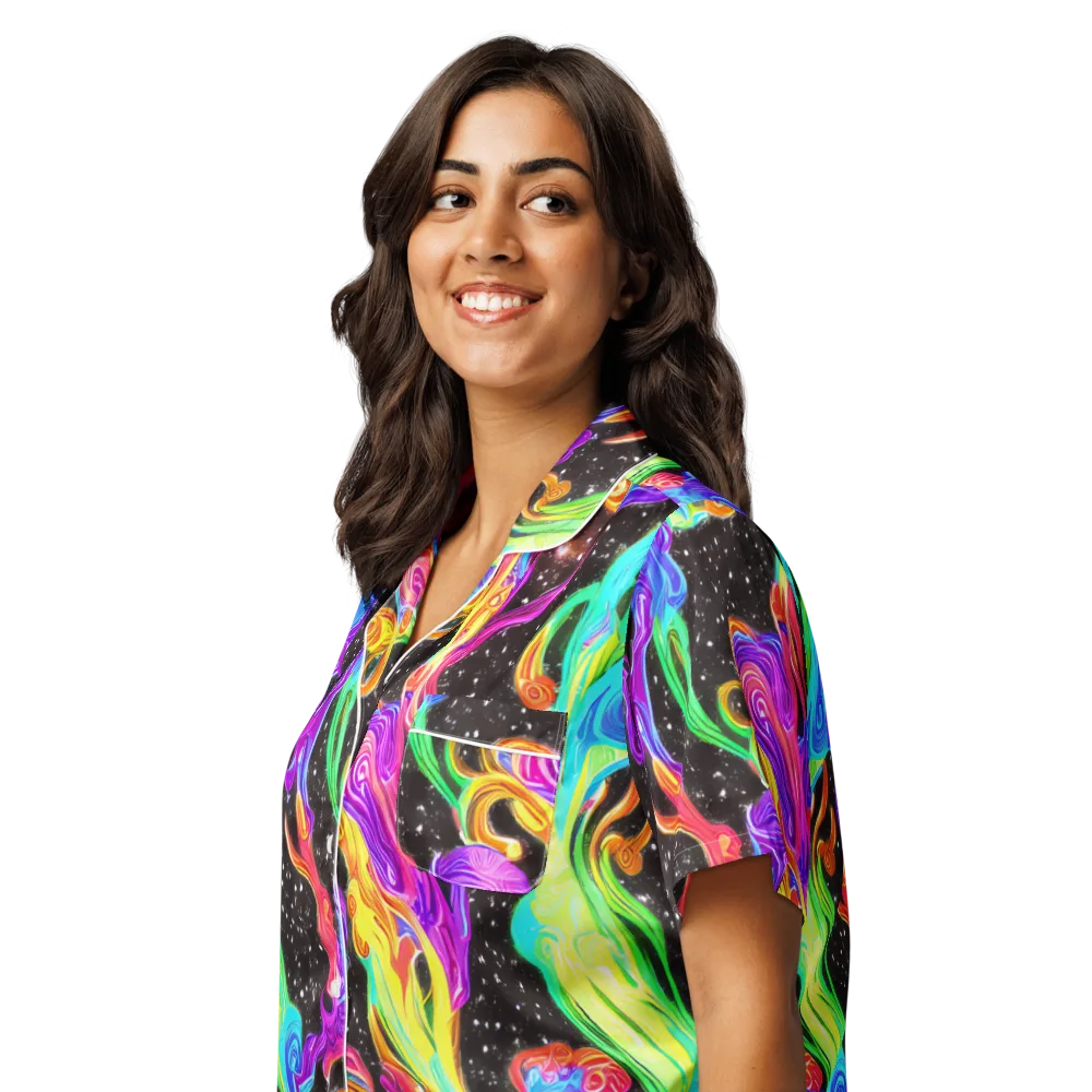 Yuan Whirls on Women's Short Sleeve Pajama Top — Left Front