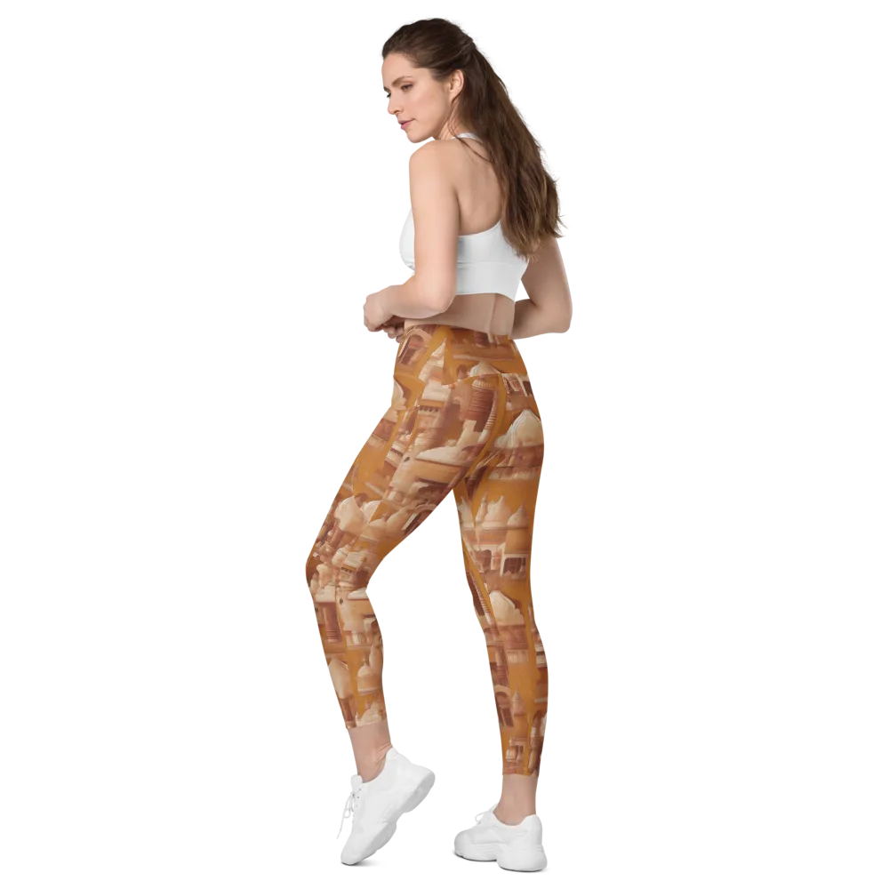 Amber Minaret on Leggings with Pockets — Left Back