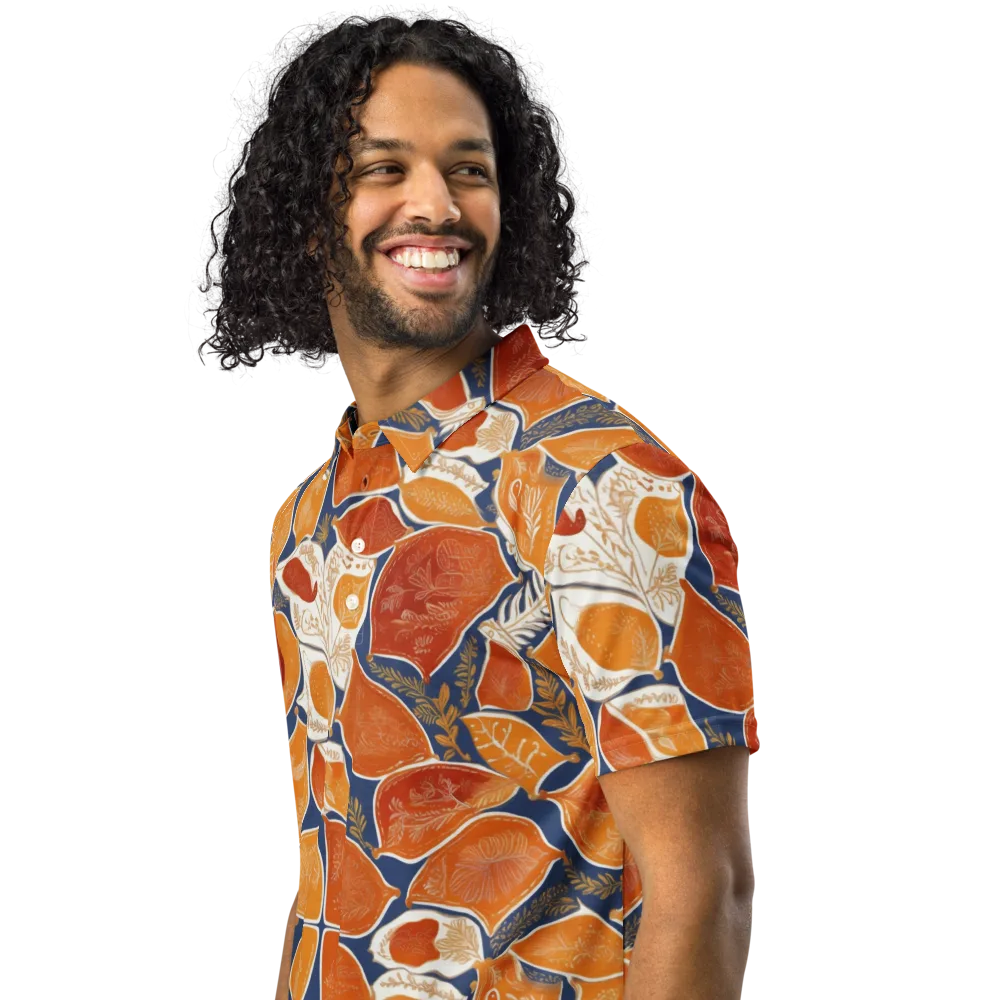 Citrus Tapestry on Men's Slim Fit Polo Shirt — Left Front