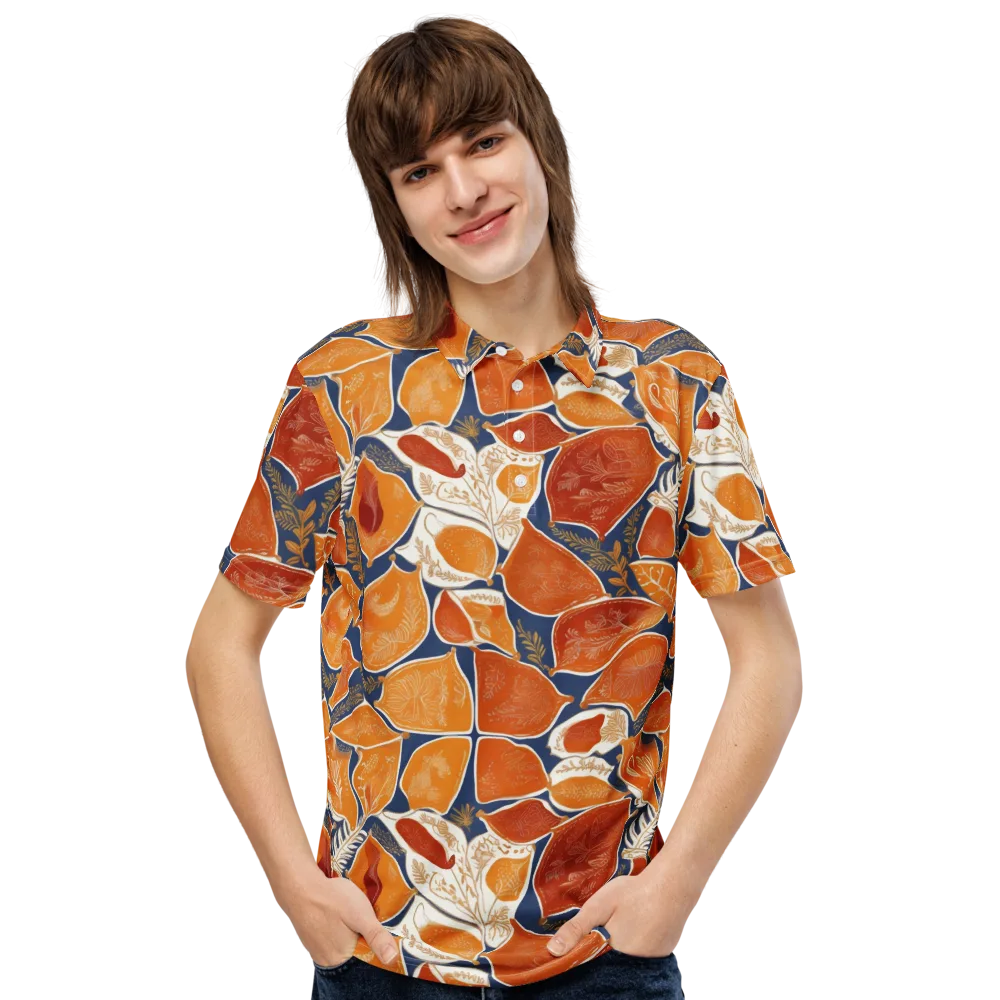Citrus Tapestry on Men's Slim Fit Polo Shirt — Front