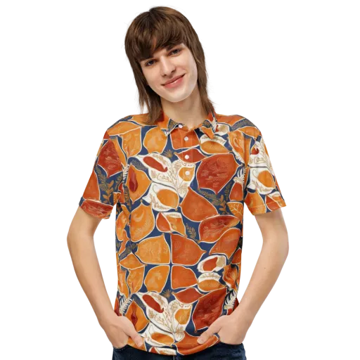 Citrus Tapestry on a Men's Slim Fit Polo Shirt