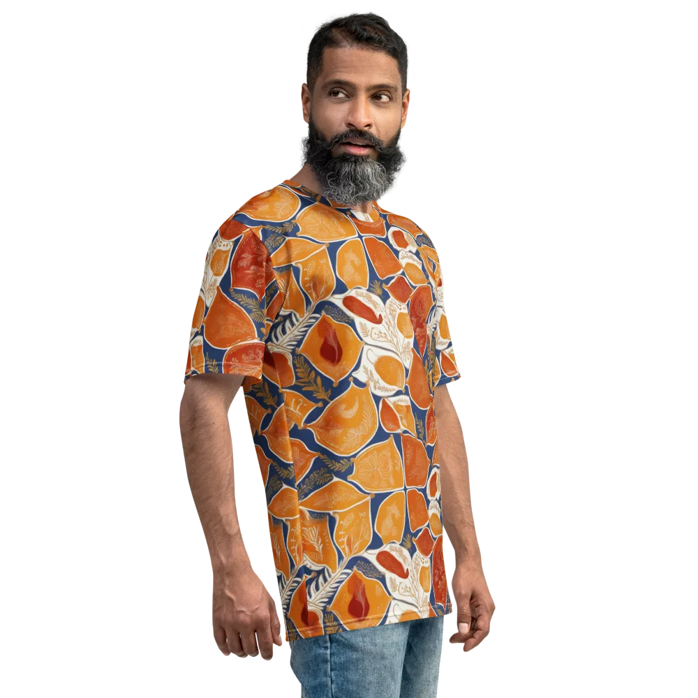Citrus Tapestry on Men's Crew Neck T-Shirt — Right