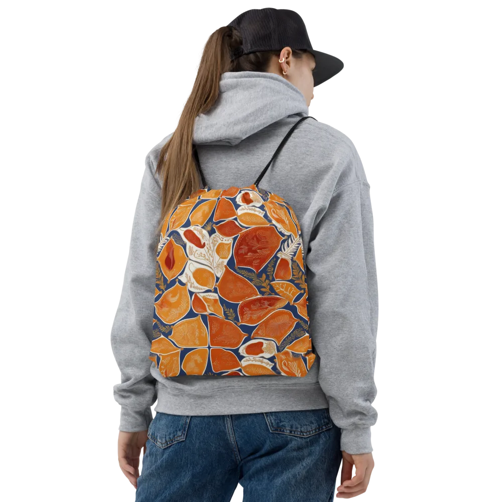 Citrus Tapestry on Drawstring Bag — Front