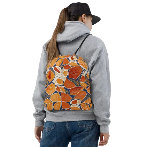 Citrus Tapestry on a Drawstring Bag