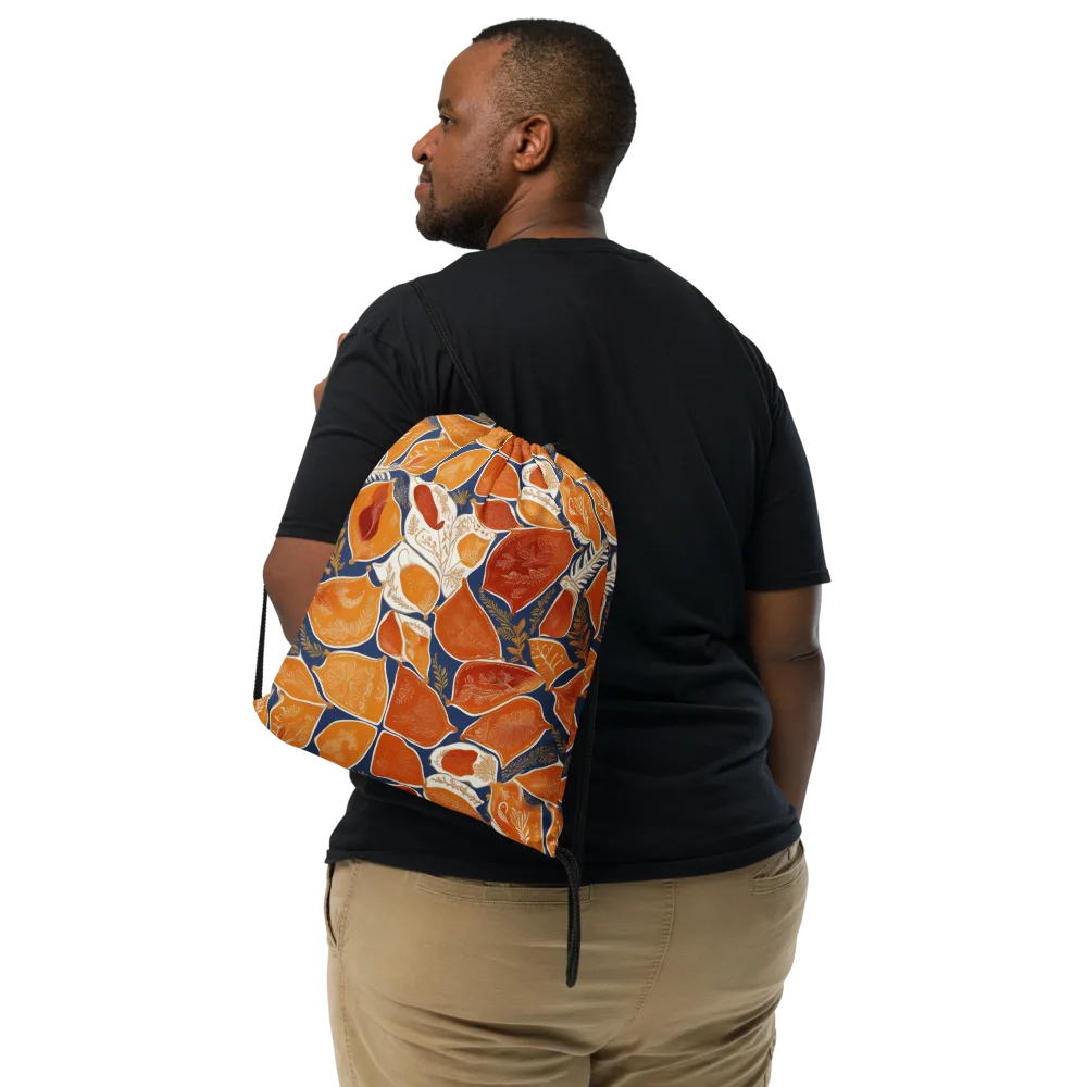 Citrus Tapestry on Drawstring Bag — Front