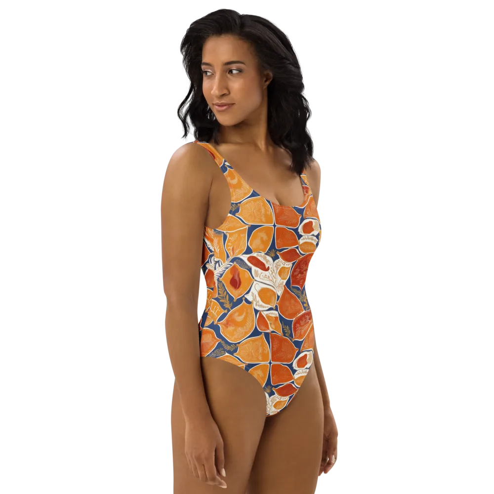 Citrus Tapestry on One-Piece Swimsuit — Right