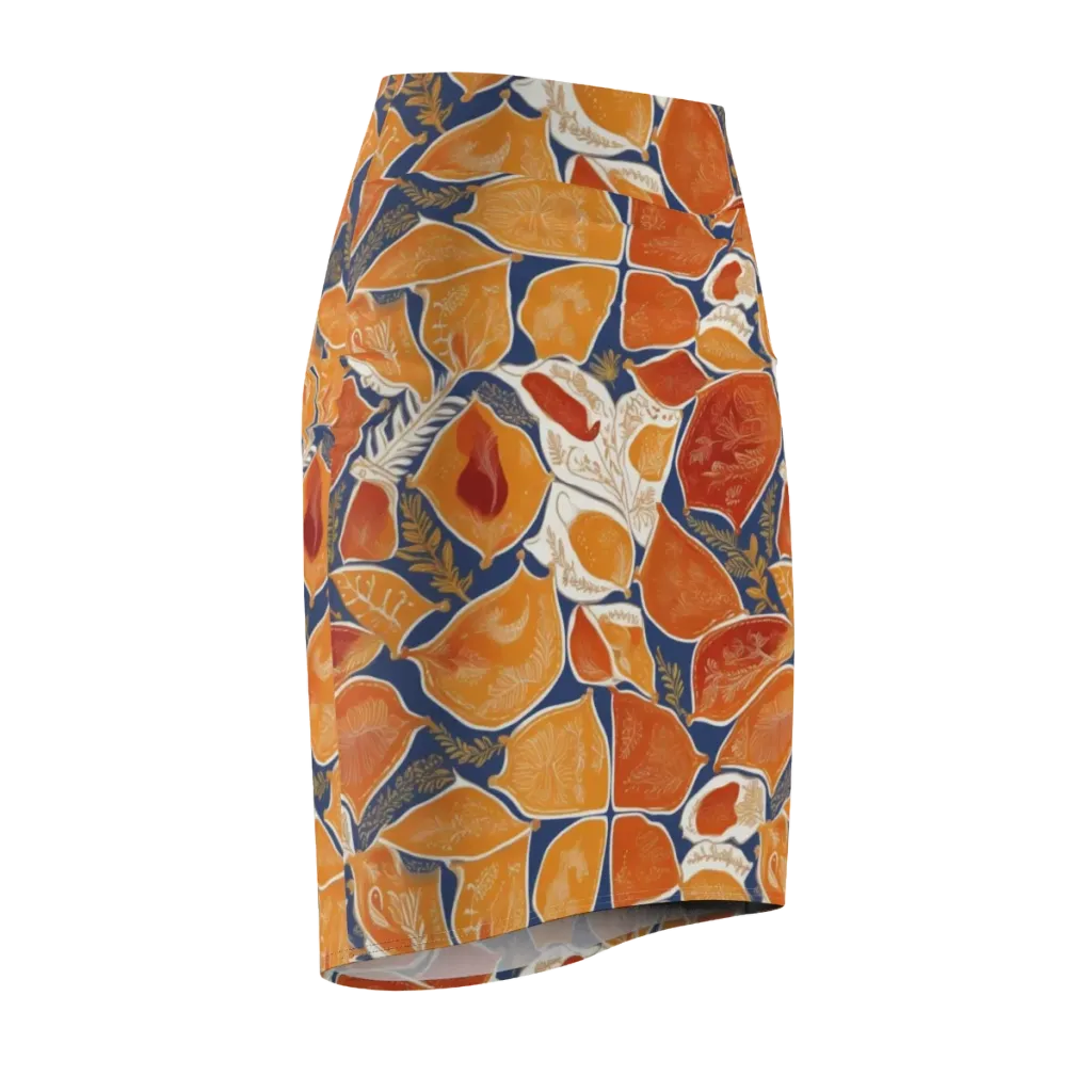 Citrus Tapestry on Pencil Skirt — Front Side