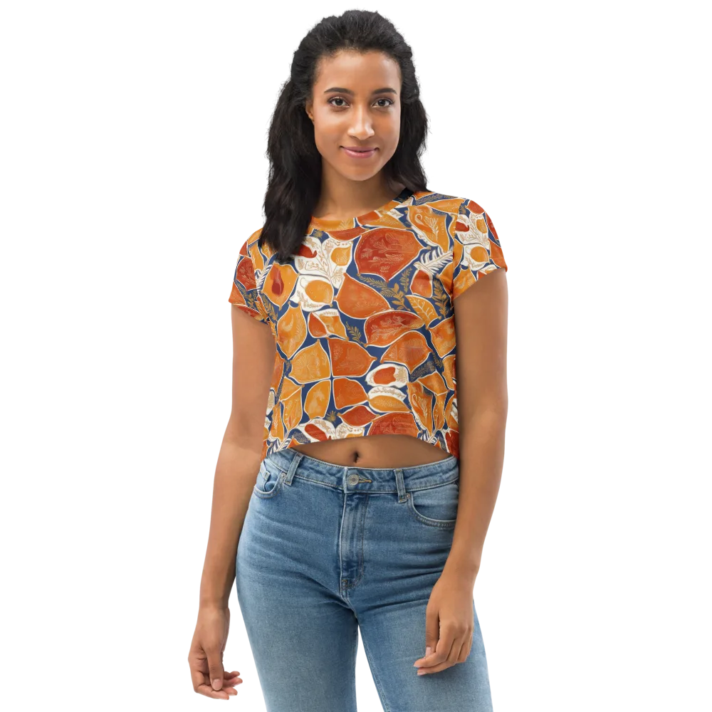 Citrus Tapestry on Crop Tee — Front