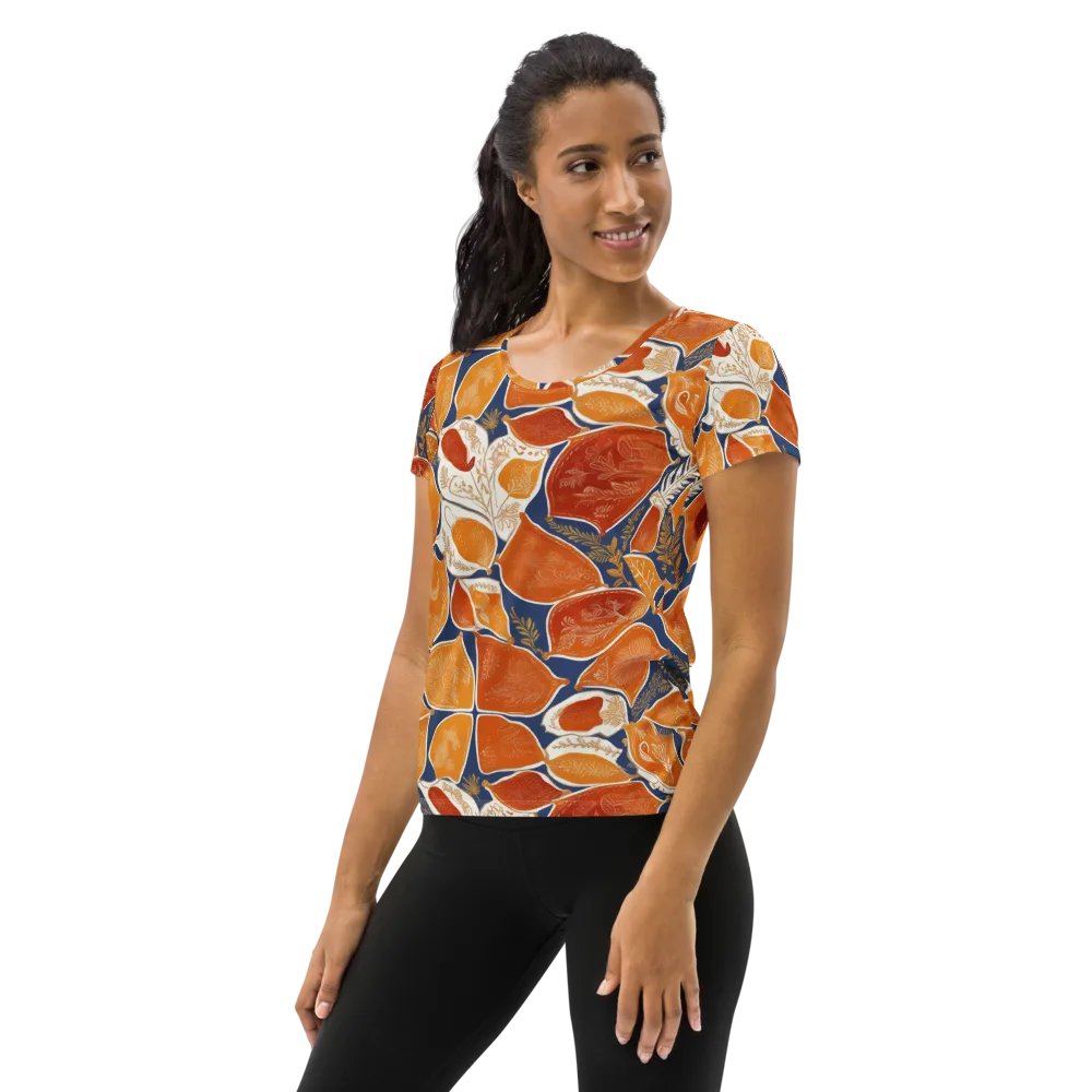 Citrus Tapestry on Women's Athletic T-Shirt — Left