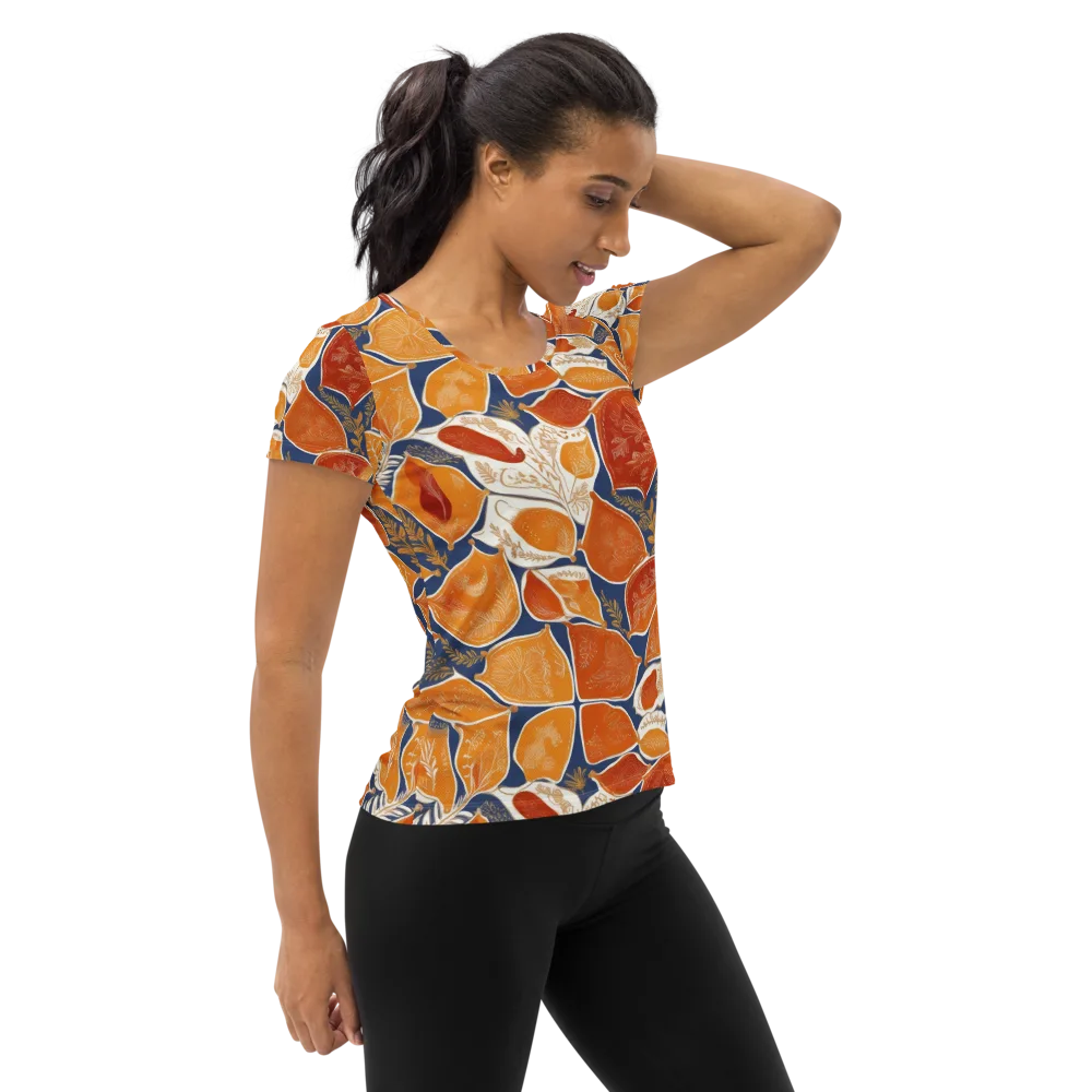 Citrus Tapestry on Women's Athletic T-Shirt — Right
